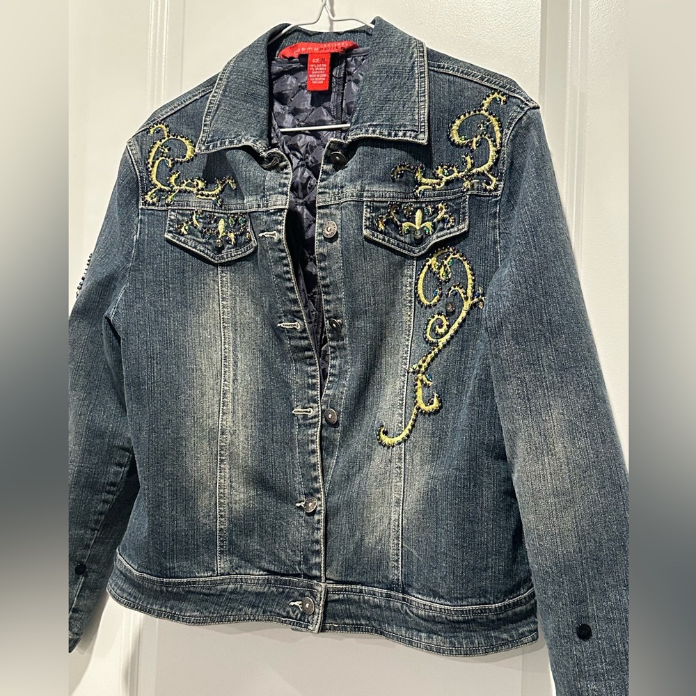 Joe's Jeans Denim Jacket Kids Size Large Womens Small Embroidery